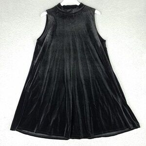 NEW Agnes & Dora Velvet Dress Women's XXXL 3XL Black Mock Neck Swing Pockets